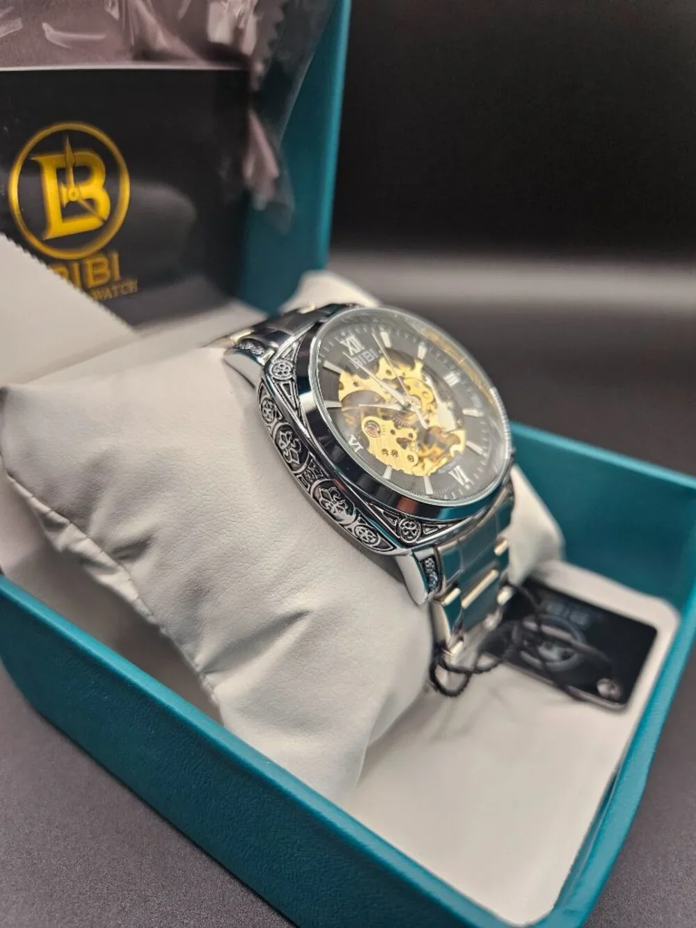 BIBI Automatic Mechanical Skeleton Watch Stainless Steel